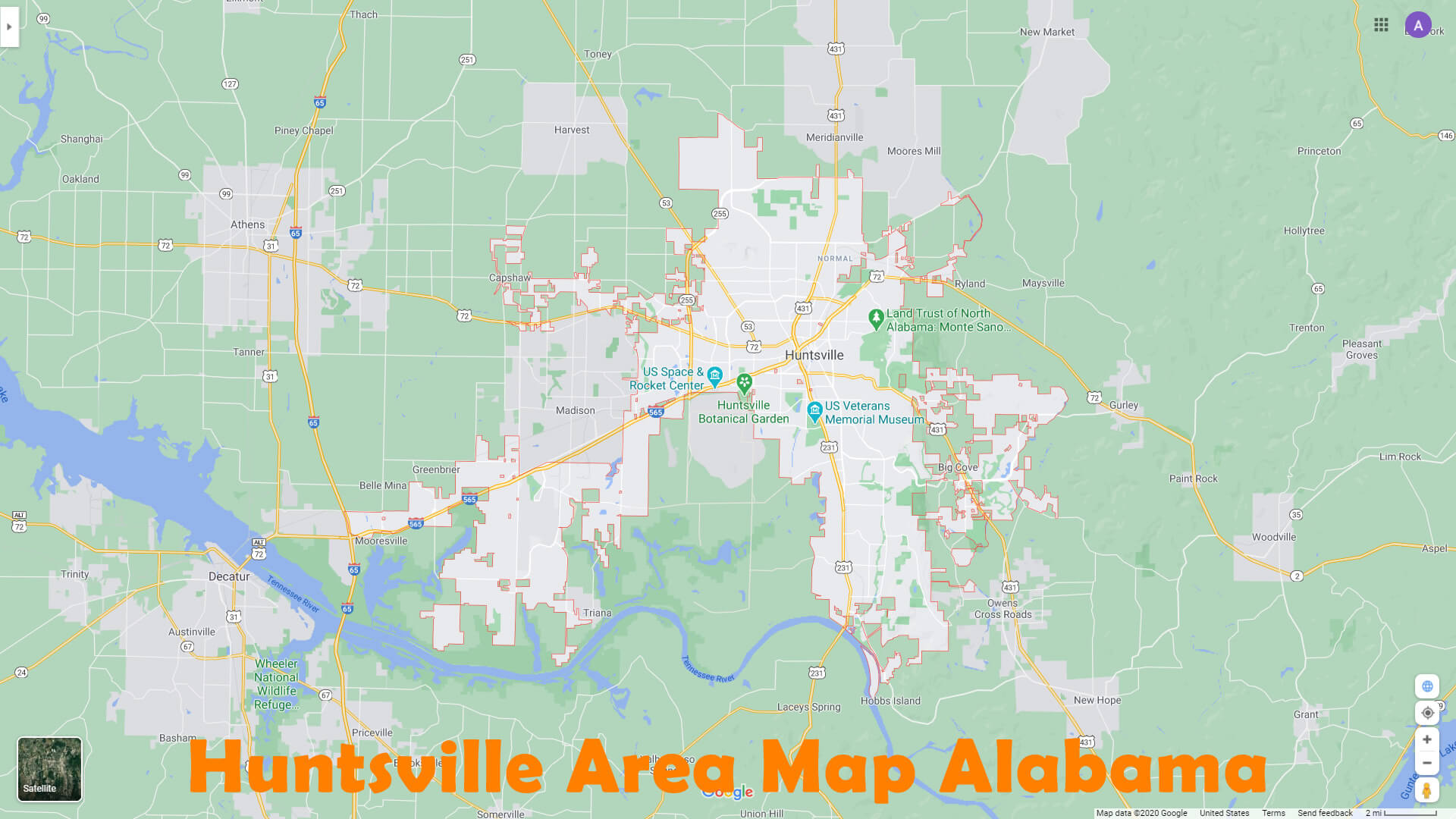 Huntsville Area Map Alabama